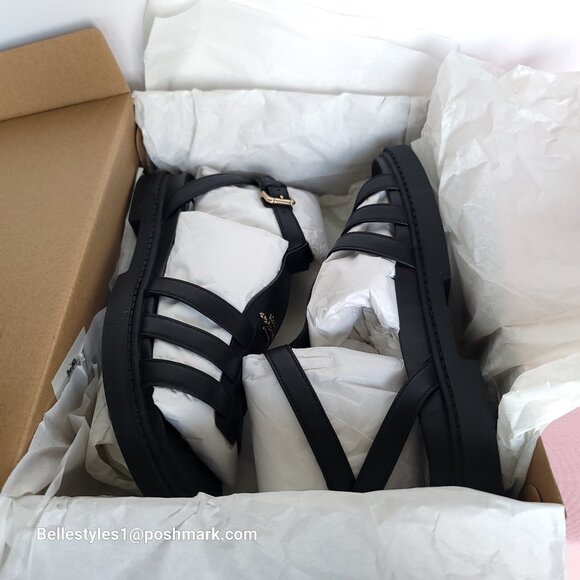 COACH Franny Leather Sandal with Ankle Buckle Closure -Black - Women’s Size 9B⭐ - Picture 15 of 16